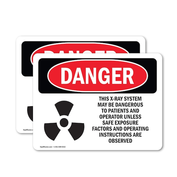 Signmission Radiation & Laser Sign, 5 in H x 7 in W, Vinyl Decal, Rectangle OS-2PACK-DS-D-57-L-2526 - main